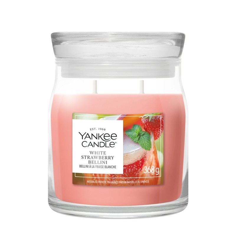 WHITE STRAWBERRY BELLINI Świeca średnia - Yankee Candle