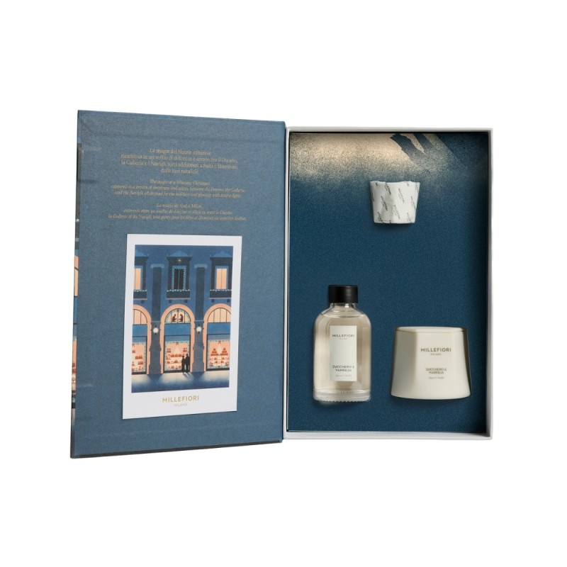 MM ZESTAW PREZENTOWY CHRISTMAS Świeca i pałeczki zapachowe 100 ml  ZUCCHER O & VANIGLIA - Millefiori